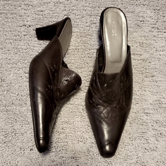 FIRST Embroidered Leather Mules - Picture 1 of 16